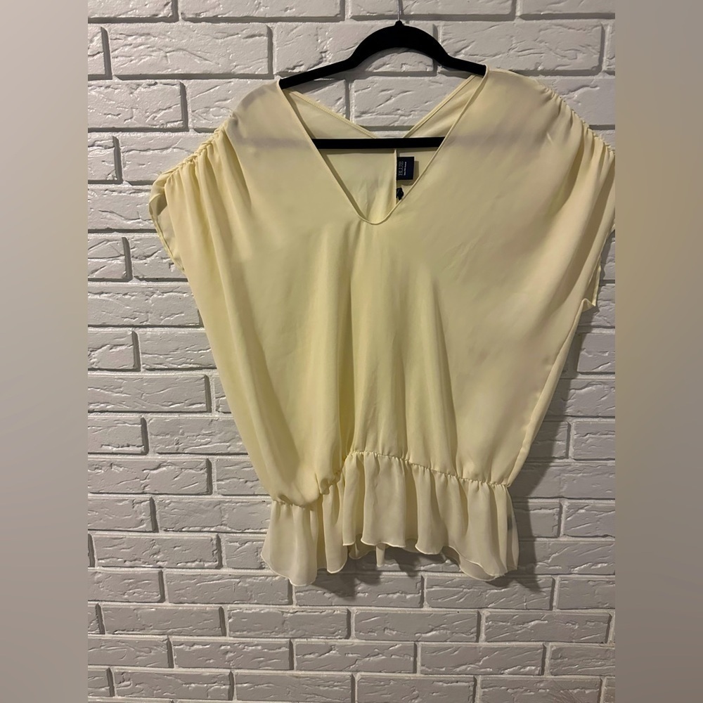 Saks Fifth Avenue Cream Blue Sheer Blouse